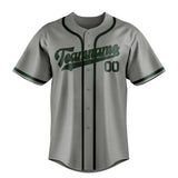 Custom Gray & Green Colors Design Sports Baseball Jersey