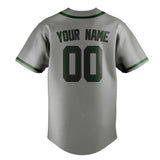 Custom Gray & Dark Green Colors Design Sports Baseball Jersey