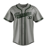 Custom Gray & Dark Green Colors Design Sports Baseball Jersey