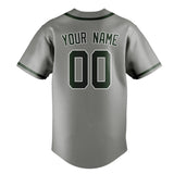 Custom Gray & Dark Green Colors Design Sports Baseball Jersey
