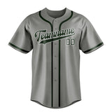 Custom Gray & Dark Green Colors Design Sports Baseball Jersey