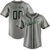 Custom Gray & Dark Green Colors Design Sports Baseball Jersey