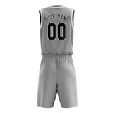 Custom Gray Dark Green Basketball Set