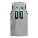 Custom Gray & Dark Green Colors Design Sports Basketball Jersey