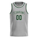 Custom Gray & Dark Green Colors Design Sports Basketball Jersey