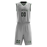 Custom Gray Dark Green Basketball Set