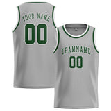 Custom Gray & Dark Green Colors Design Sports Basketball Jersey