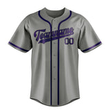 Custom Gray & Purple Colors Design Sports Baseball Jersey