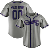 Custom Gray & Purple Colors Design Sports Baseball Jersey