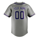Custom Gray & Purple Colors Design Sports Baseball Jersey