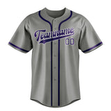 Custom Gray & Purple Colors Design Sports Baseball Jersey