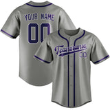 Custom Gray & Purple Colors Design Sports Baseball Jersey