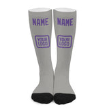 Custom Gray Light Purple Knee-High Sock