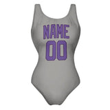Custom Gray Light Purple Swimsuit