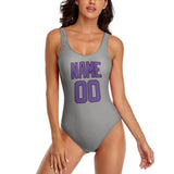 Custom Gray Light Purple Swimsuit