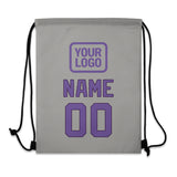 Custom Gray Light Purple Drawstring Bag