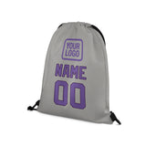 Custom Gray Light Purple Drawstring Bag