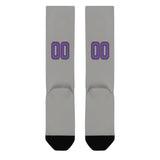 Custom Gray Light Purple Knee-High Sock