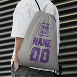 Custom Gray Light Purple Drawstring Bag