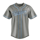 Custom Gray & Light Blue Colors Design Sports Baseball Jersey