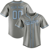 Custom Gray & Light Blue Colors Design Sports Baseball Jersey