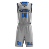 Custom Gray Light Blue Basketball Set
