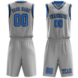Custom Gray Light Blue Basketball Set