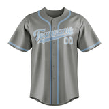 Custom Gray & Light Blue Colors Design Sports Baseball Jersey