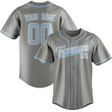 Custom Gray & Light Blue Colors Design Sports Baseball Jersey