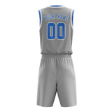Custom Gray Light Blue Basketball Set