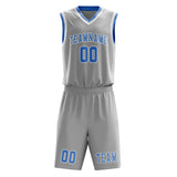 Custom Gray Light Blue Basketball Set
