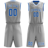Custom Gray Light Blue Basketball Set