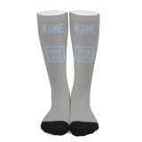 Custom Gray Light Blue Knee-High Sock