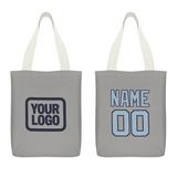 Custom Gray Light Blue Canvas Tote Bag