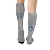Custom Gray Light Blue Knee-High Sock