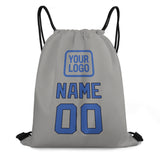 Custom Gray Sky Blue Drawstring Bag