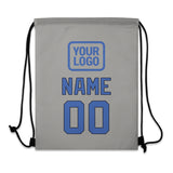 Custom Gray Sky Blue Drawstring Bag