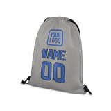 Custom Gray Sky Blue Drawstring Bag