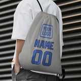 Custom Gray Sky Blue Drawstring Bag