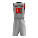 Custom Gray Orange Red Basketball Set