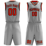 Custom Gray Orange Red Basketball Set