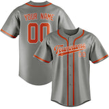 Custom Gray & Orange Red Colors Design Sports Baseball Jersey