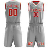 Custom Gray Orange Red Basketball Set