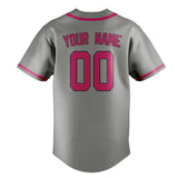 Custom Gray & Pink Colors Design Sports Baseball Jersey