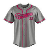 Custom Gray & Pink Colors Design Sports Baseball Jersey