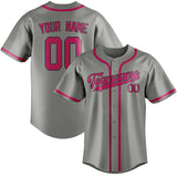 Custom Gray & Pink Colors Design Sports Baseball Jersey
