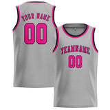 Custom Gray & Pink Colors Design Sports Basketball Jersey