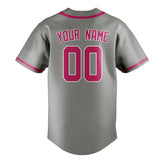 Custom Gray & Pink Colors Design Sports Baseball Jersey