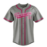Custom Gray & Pink Colors Design Sports Baseball Jersey