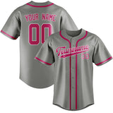 Custom Gray & Pink Colors Design Sports Baseball Jersey